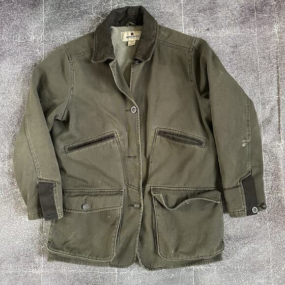 Woolrich Jackets & Blazers - Women's Woolrich Dorrington Olive Green Canvas Fleece Lined Barn Chore Jacket M